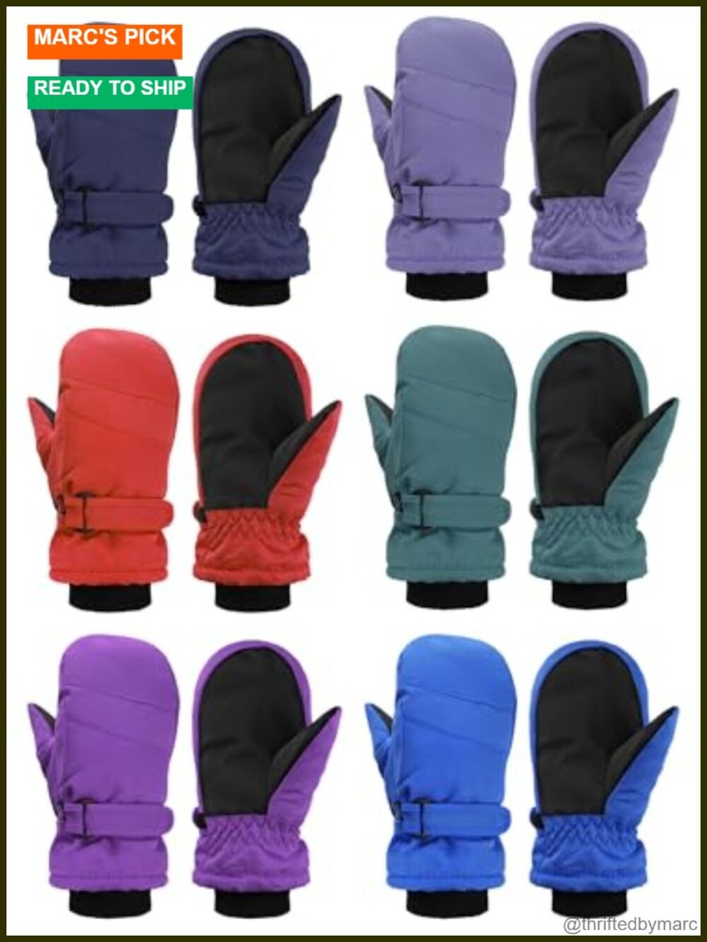 6 Pairs Winter Ski Mittens Waterproof Snow Gloves for Boys Girls Cold Weather